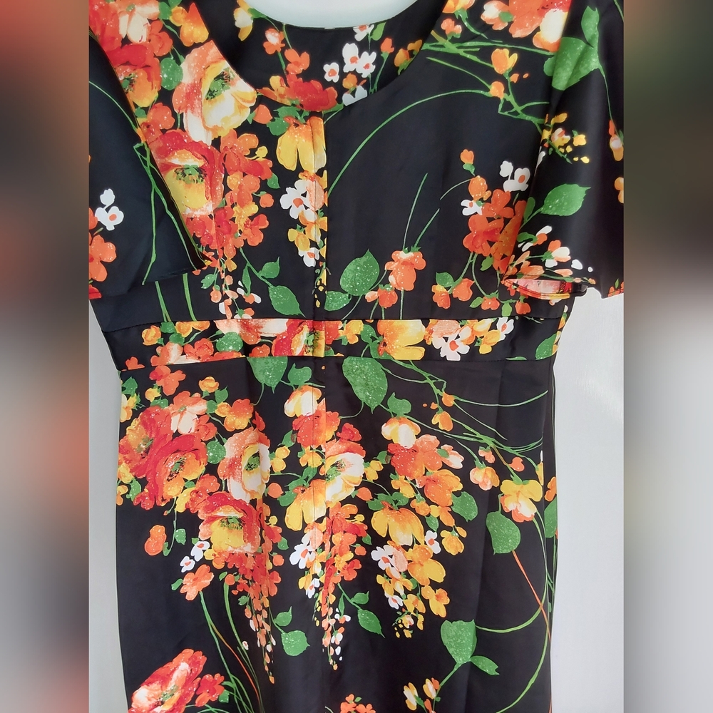 Vintage 60's/70's Tori Richard Honolulu Bright Floral Maxi Dress sz 14 - Picture 5 of 16